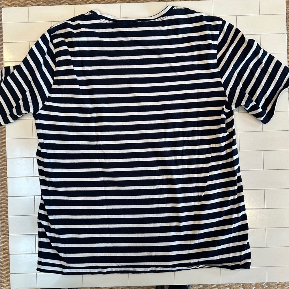 KULE 3/4 Sleeve Striped Navy and White T-Shirt (SM) - Picture 4 of 4